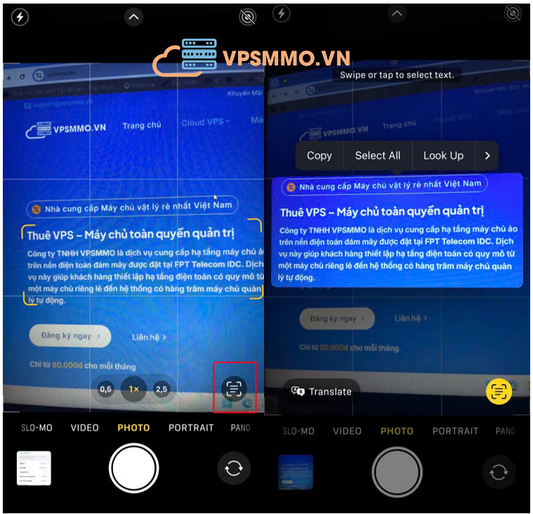 scan tài liệu bằng Live Text