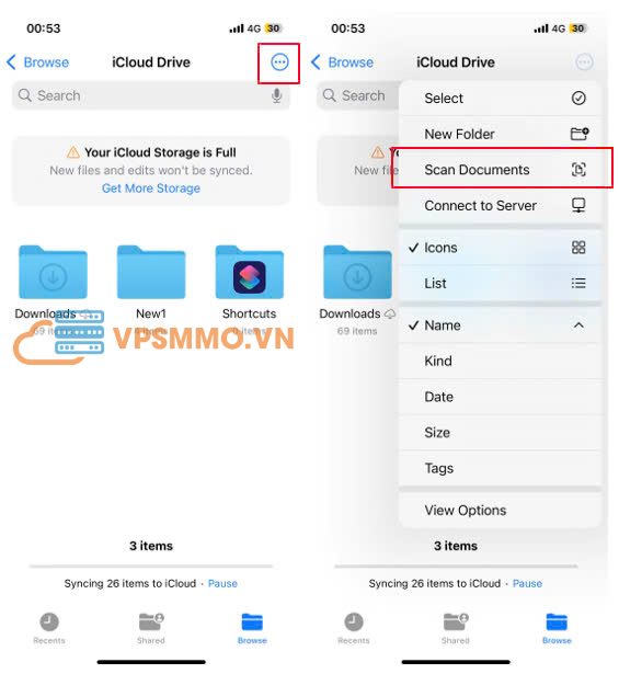 scan tài liệu bằng ứng dụng Notes