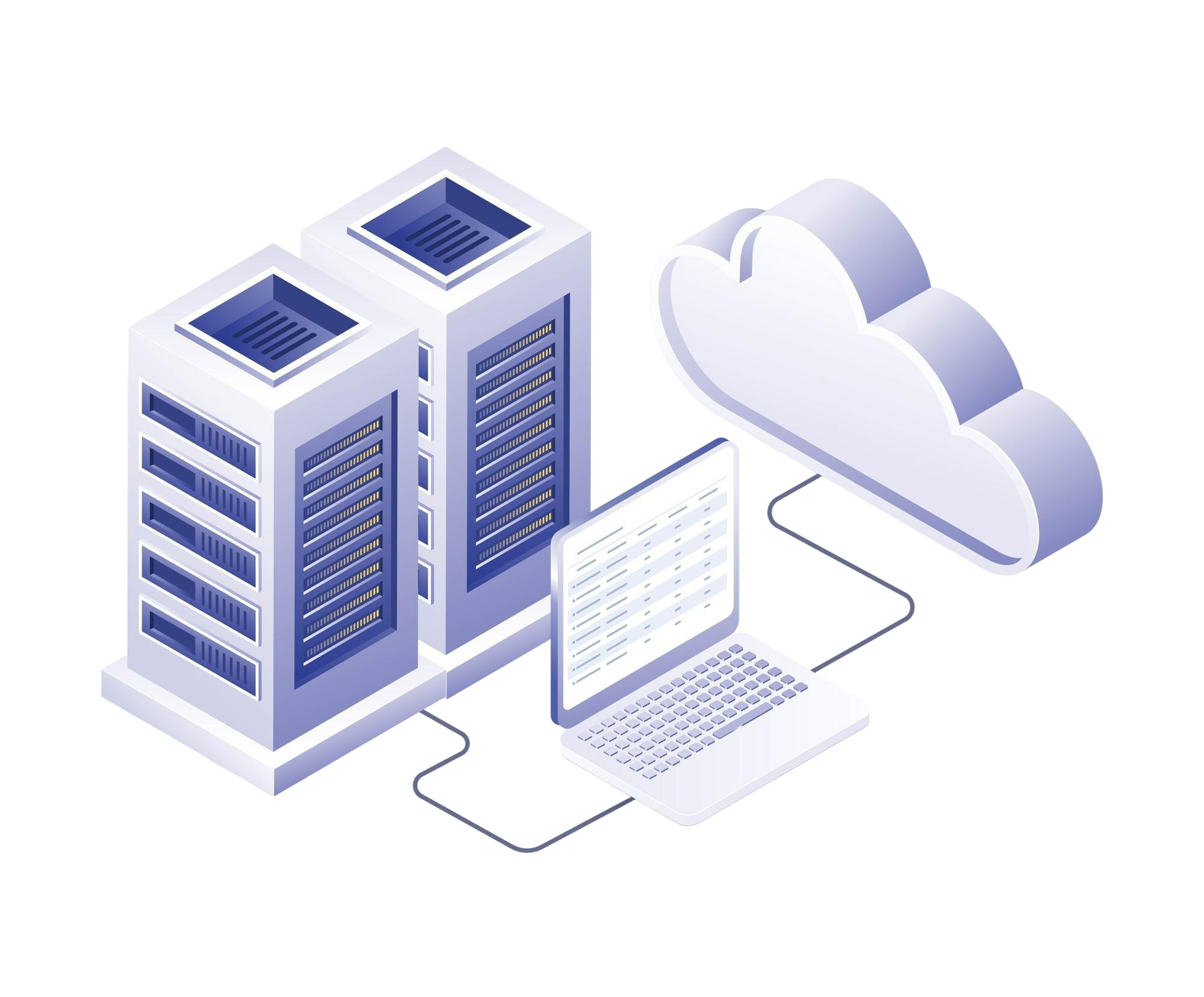 cloud data server computer isometric illustration