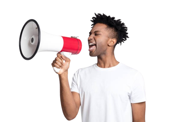 a man holding a megaphone