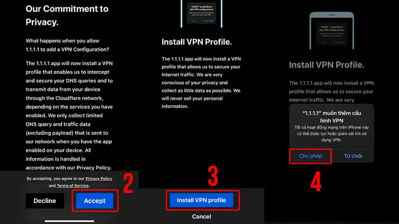 Cấp quyền cho ứng dụng để thêm cấu hình VPN
