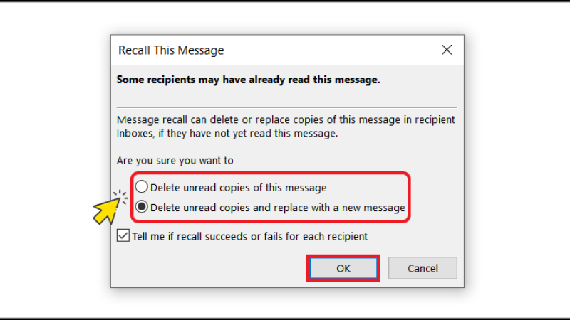 Chọn tùy chọn xóa bản sao chưa đọc