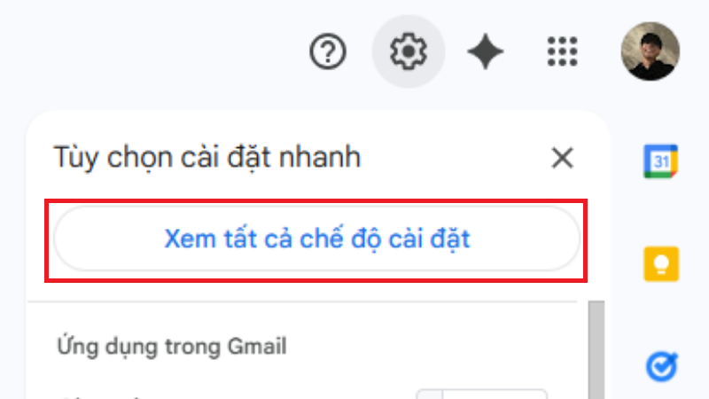 Mở trang cài đặt chi tiết