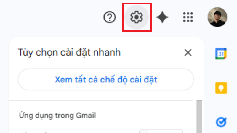 Truy cập menu Cài đặt