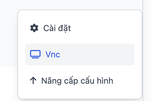 Bước 1 - Click chọn VNC trong menu Quản trị VPS