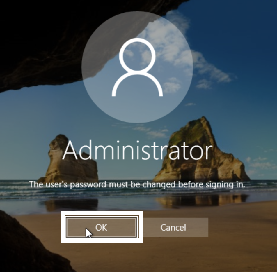 Bước 4 - Thông báo The user password must be changed before signing in