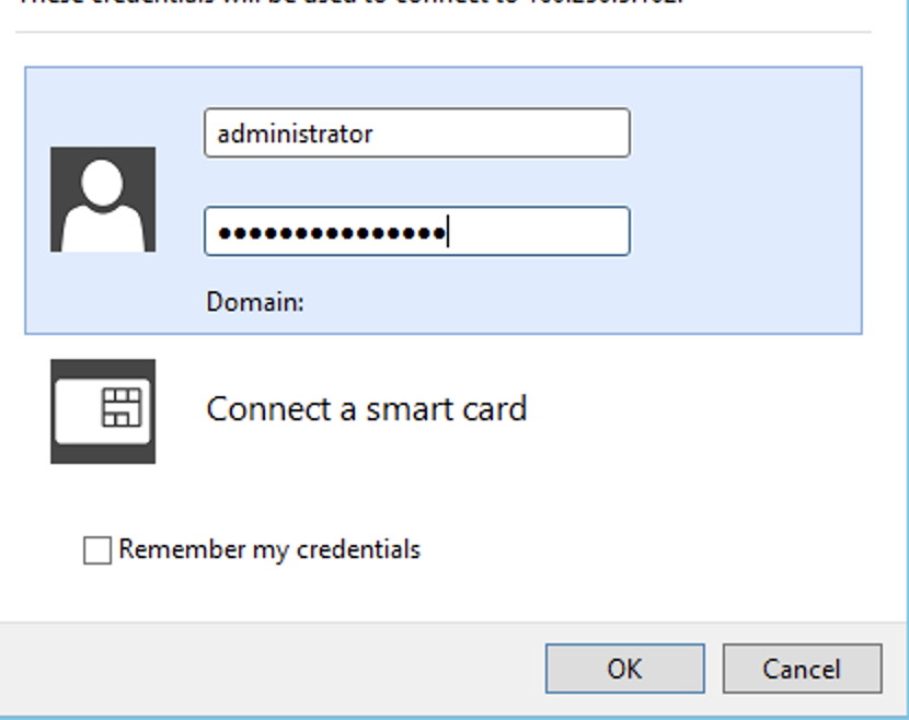 Nhập Username Administrator và mật khẩu mặc định để kết nối VPS Windows