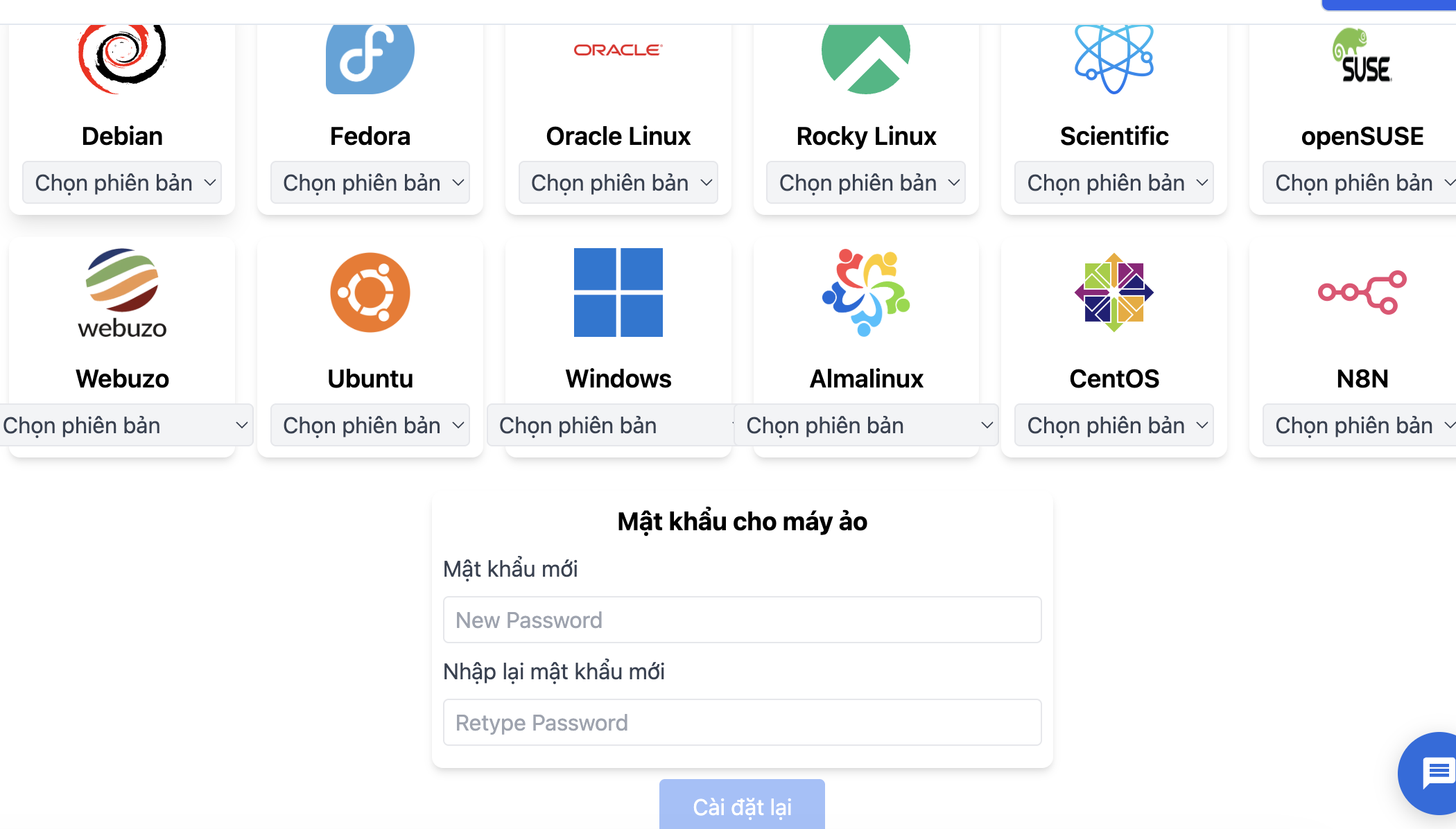 Cài lại hệ điều hành Linux tại Portal VPSMMO và tự nhập mật khẩu root