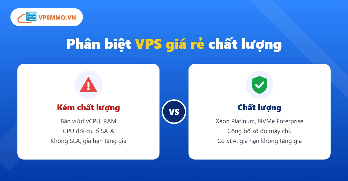 Phân biệt VPS giá rẻ chất lượng qua tài nguyên, lưu trữ và chính sách